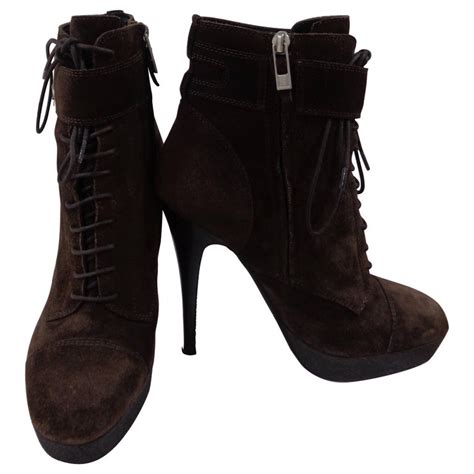 ysl brown suede boots|YSL high boots.